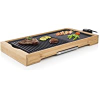 Tristar BP-2641 Bamboo Grill XL – Parrilla con Estructura de Bambú- Colector de Grasa- para 6 Personas